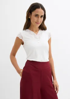 T-shirt doux en viscose extensible • ecru • Boutique bonprix