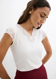 Póló puha viszkóz-keverékből • gyapjúfehér • bonprix áruház