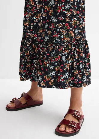 Midi jersey jurk van een viscose-mix • zwart gebloemd • bonprix online shop