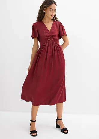 Robe midi en satin irisé, Couleur: rouge rubis