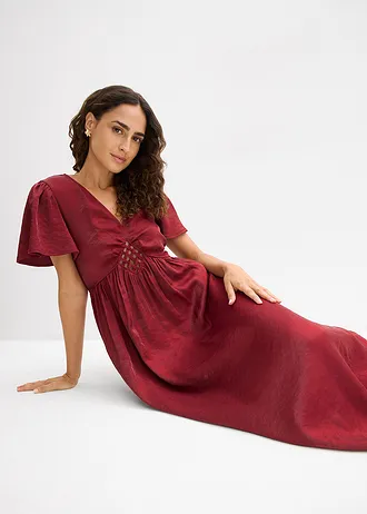 Robe midi en satin irisé • rouge rubis • Boutique bonprix