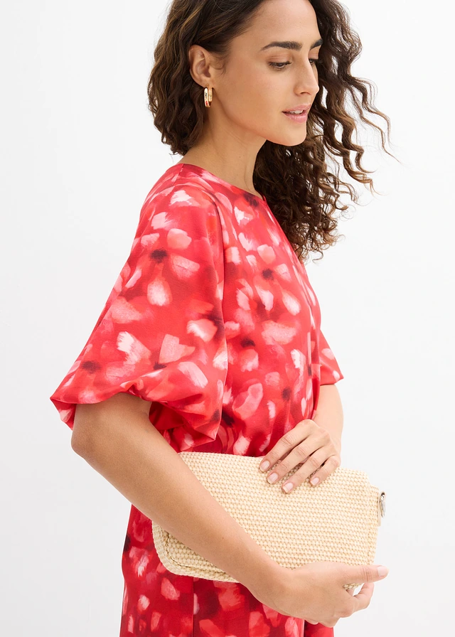 Robe à manches ballon • rouge floral • product-page.page-title-suffix