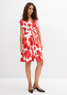 Robe en jersey, Couleur: crème-fraise floral