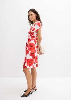 Rochie din jerse • crem-roșu-căpșună floral • magazin bonprix