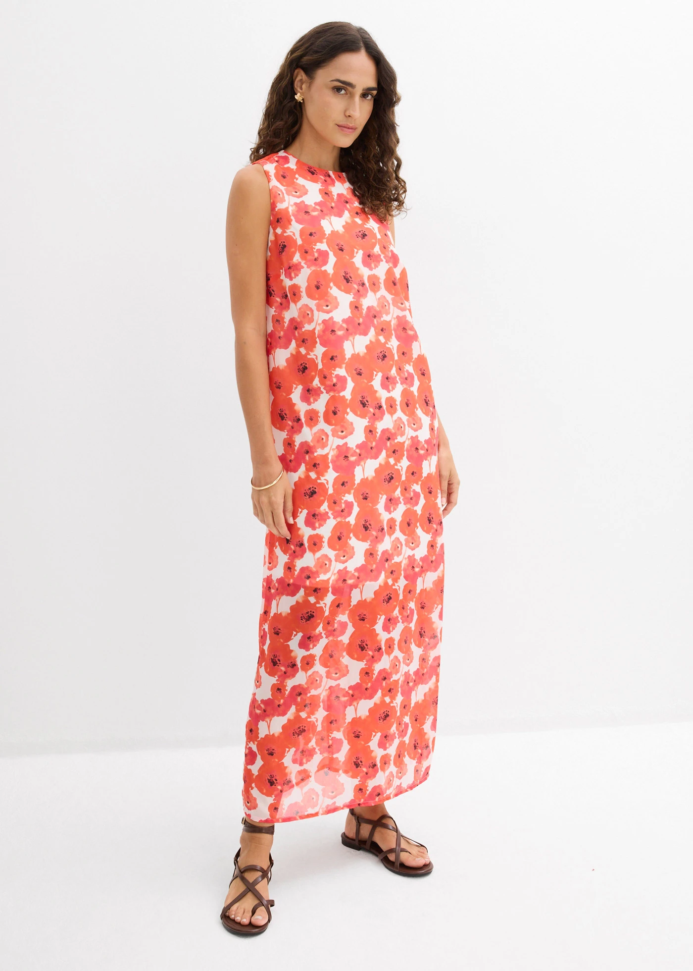 Robe longue en mousseline • écru-fraise floral • Boutique bonprix