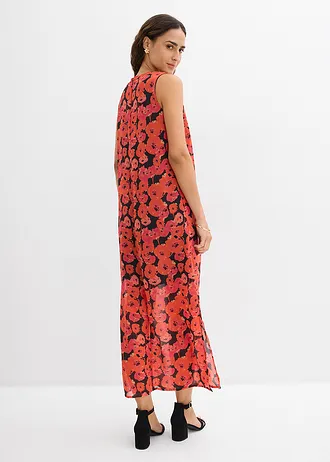 Robe longue en mousseline • noir/fraise floral • Boutique bonprix