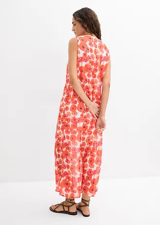 Robe longue en mousseline, Couleur: écru/fraise floral