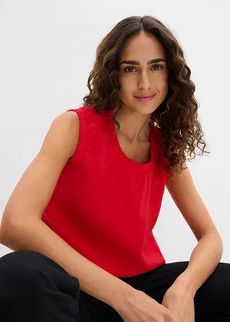 Top sans manches en viscose mélangée • fraise • Boutique bonprix