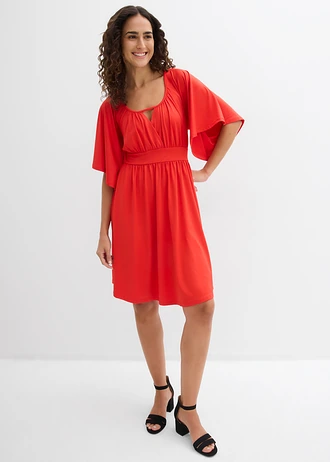 Mini jurk met volant • aardbeirood • bonprix online shop