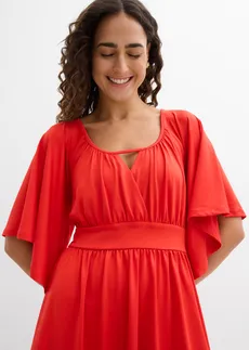 Rochie mini cu volan • roșu-căpșună • magazin bonprix