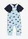 Set bestaande uit shirt en sweatbroek met bretels van puur biologisch katoen (2-dlg. set), Kleur: ijsblauw-donkerblauw-middenbruin-maisgeel-jeansblauw met print
