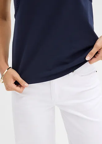 Top en coton extensible • bleu foncé • Boutique bonprix