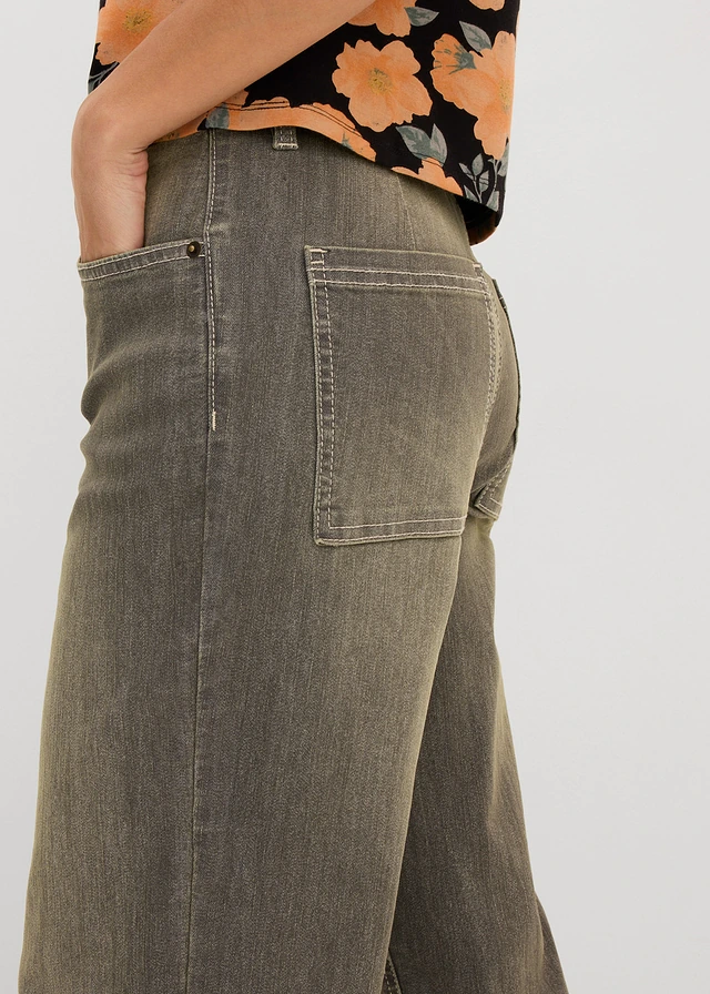 Jean large taille haute, cropped • gris denim-olive used • product-page.page-title-suffix