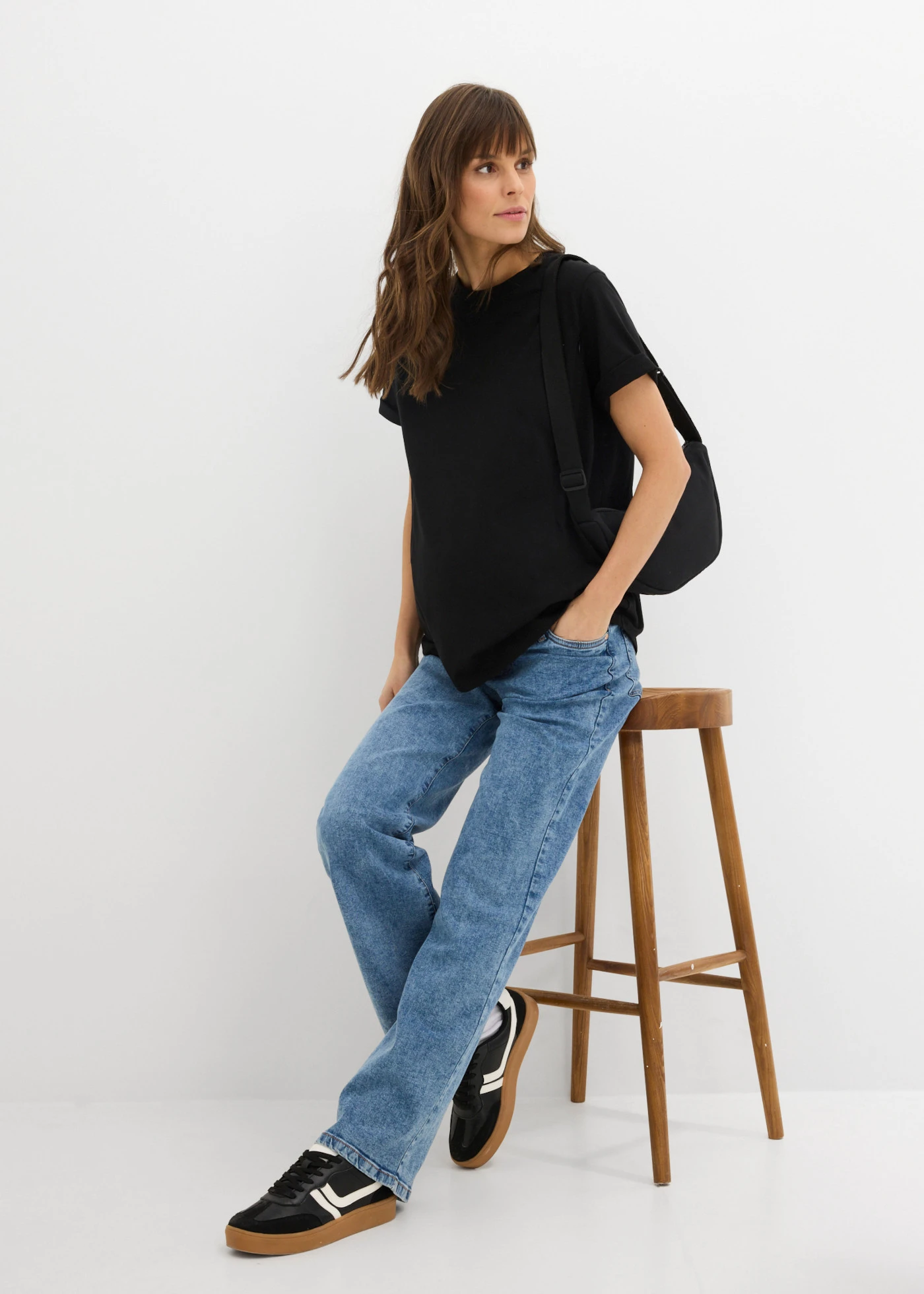 T-shirt de grossesse avec fonction d’allaitement discrète • noir • Boutique bonprix