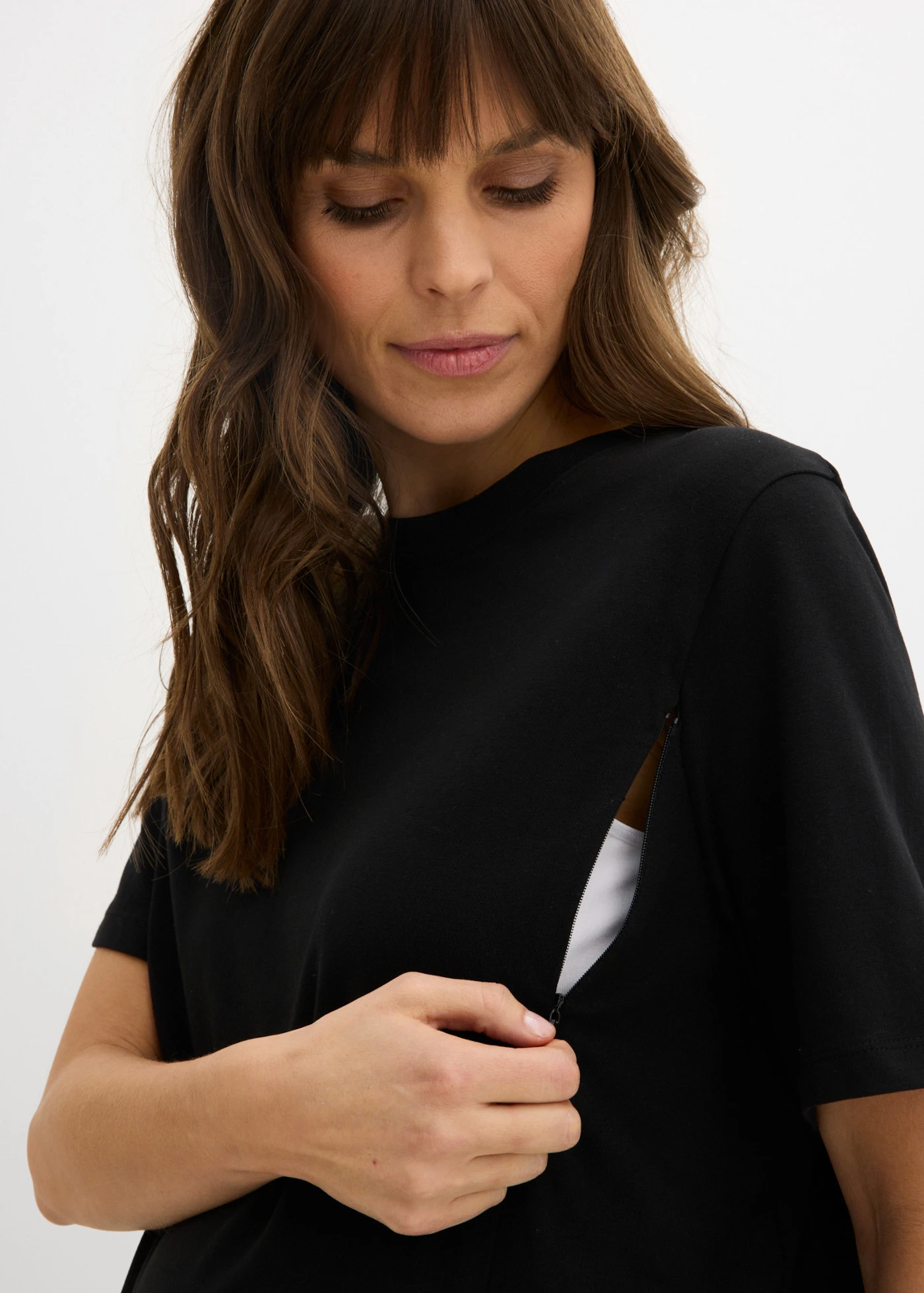 Zwangerschaps-/voedingsshirt met biologisch katoen • zwart • bonprix online shop