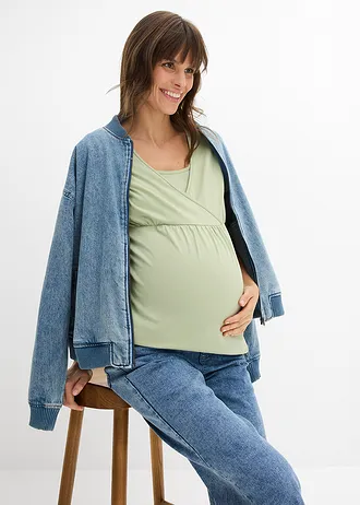 T-shirt de grossesse et d’allaitement en coton • vert pâle • Boutique bonprix