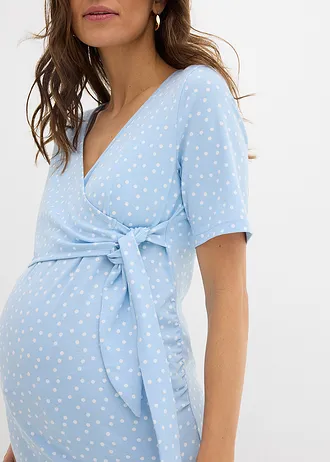 2-in-1 shirt in wikkellook voor de zwangerschap en daarna • lichtblauw-wit gestippeld • bonprix online shop