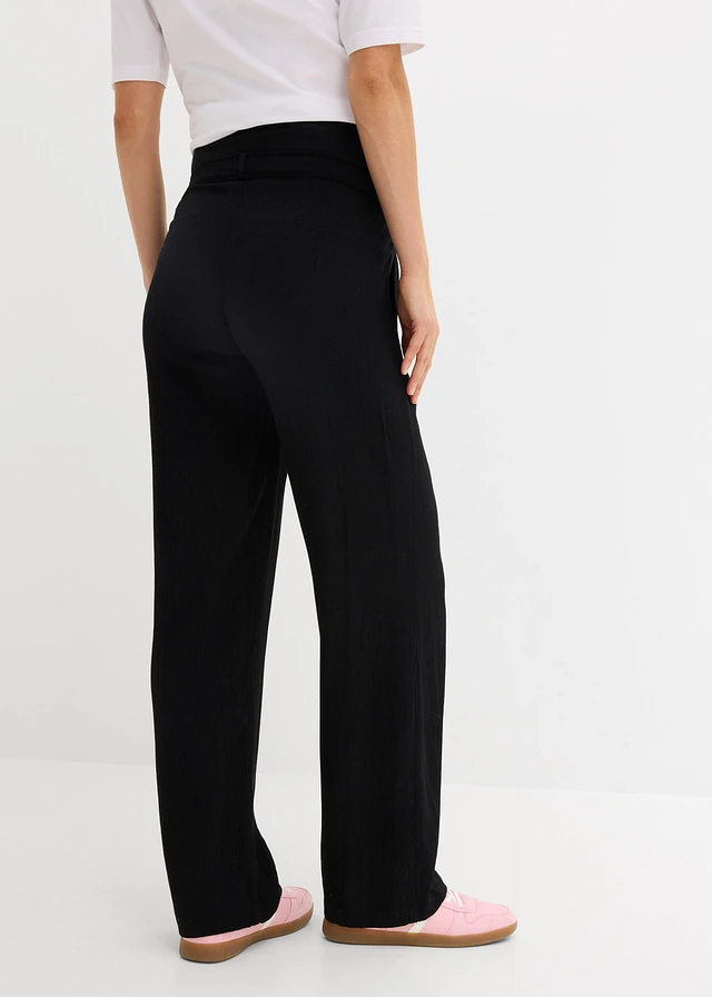 Pantalon de grossesse loose et confortable en crêpe de viscose, Couleur: noir