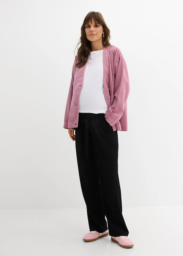 Comfortabele zwangerschapsbroek van viscose-crêpe, loose fit, Kleur: zwart