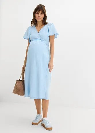 Robe de grossesse et d’allaitement en gaze de coton • bleu clair • Boutique bonprix