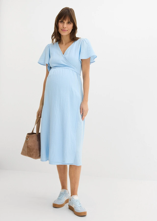 Robe de grossesse et d’allaitement en gaze de coton • bleu clair • product-page.page-title-suffix