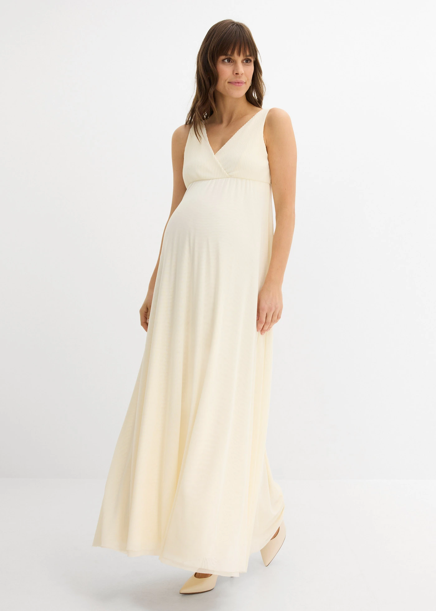 Robe de mariée pour la grossesse et cache-cœur avec fonction allaitement (ens. 2 pces) • jaune beurre • Boutique bonprix