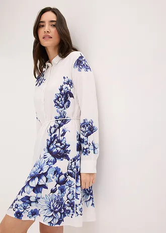 Blousejurk van soepele viscose • wit-blauw gebloemd • bonprix online shop