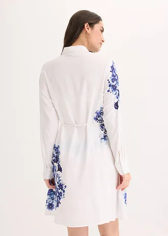 Blousejurk van soepele viscose, Kleur: wit-blauw gebloemd