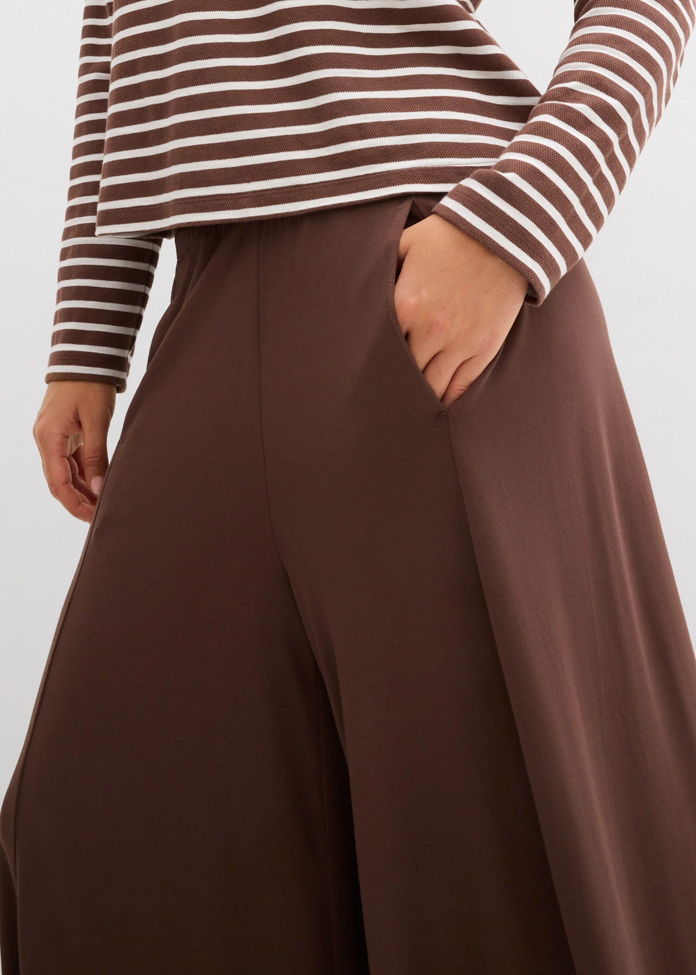 Jersey culotte met wijde pijpen • bruin • bonprix online shop
