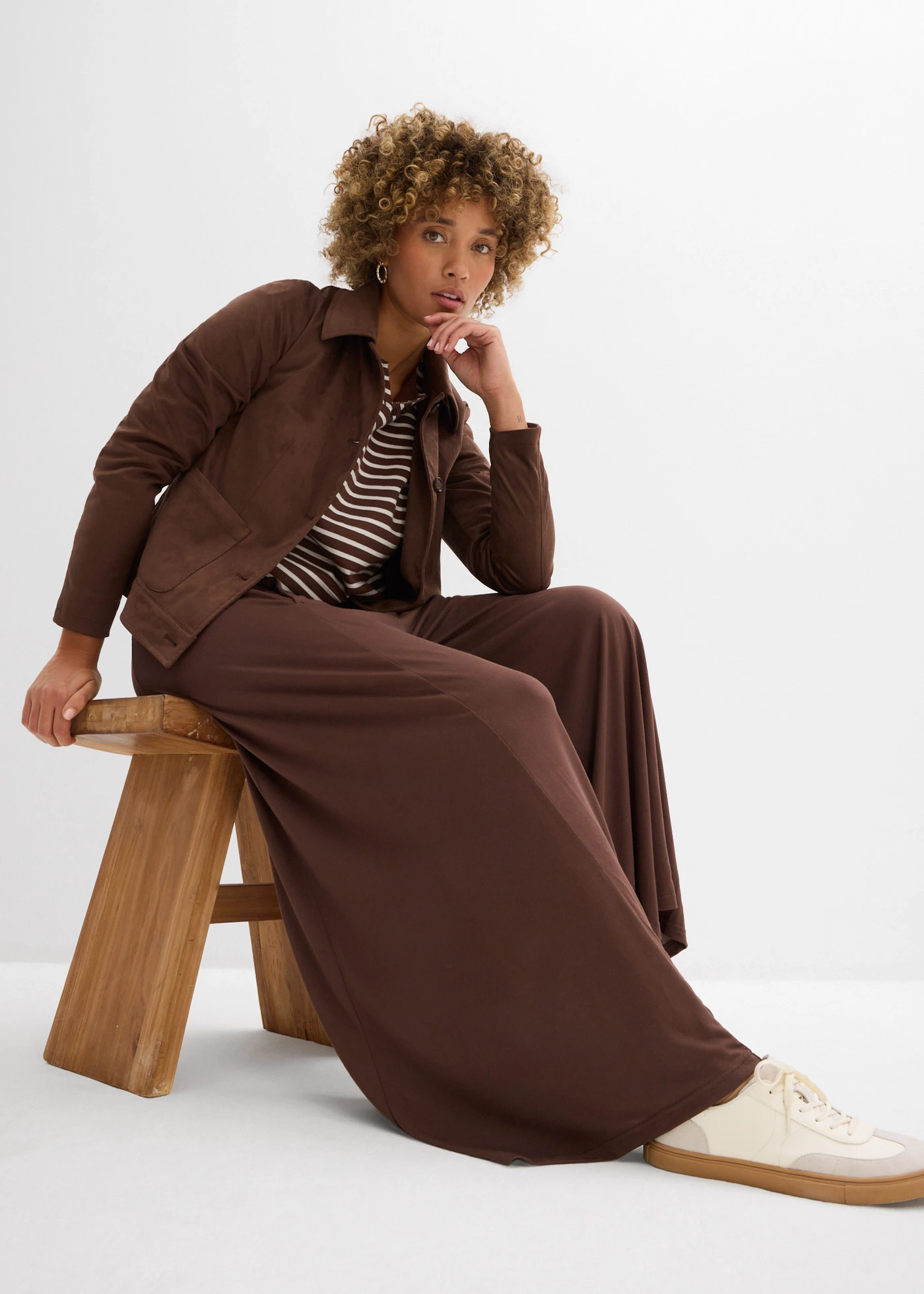 Jersey culotte met wijde pijpen • bruin • bonprix online shop