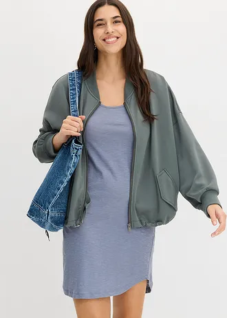 Robe en jersey coton avec dentelle • bleu fumé • Boutique bonprix