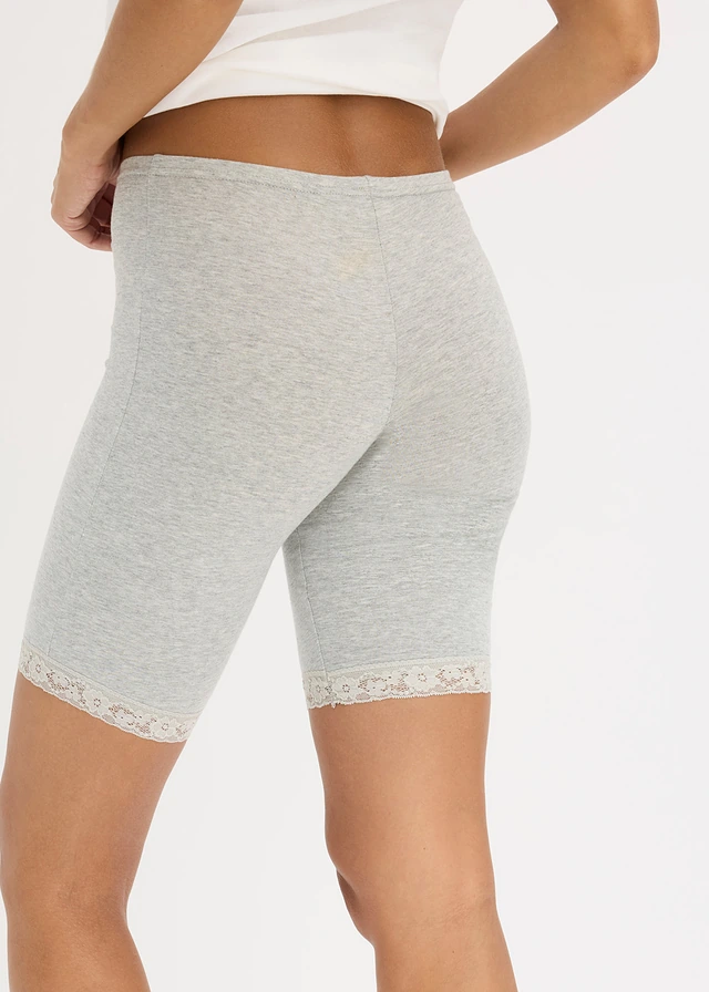 Lange dames boxer met kant (set van 3), Kleur: lichtgrijs gemêleerd+wit+sandbeige