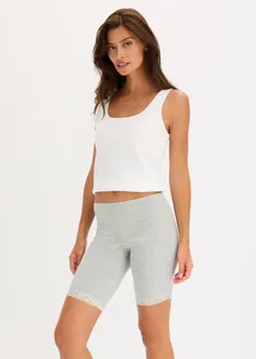 Chilot boxer de damă cu crac lung și dantelă (set/3 buc.) • gri deschis melanj+alb+bej nisipiu • magazin bonprix