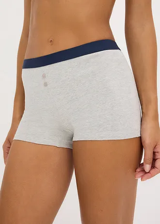 Lot de 4 boxers femme • bleu foncé + gris clair chiné • Boutique bonprix