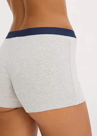 Lot de 4 boxers femme • bleu foncé + gris clair chiné • Boutique bonprix