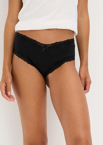 Chilot panty din material ripsat, cu bumbac moale și bandă din dantelă (set/ 5 buc.), culoare: gri deschis melanj-alb-negru