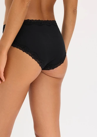 Chilot panty din material ripsat, cu bumbac moale și bandă din dantelă (set/ 5 buc.) • gri deschis melanj-alb-negru • magazin bonprix