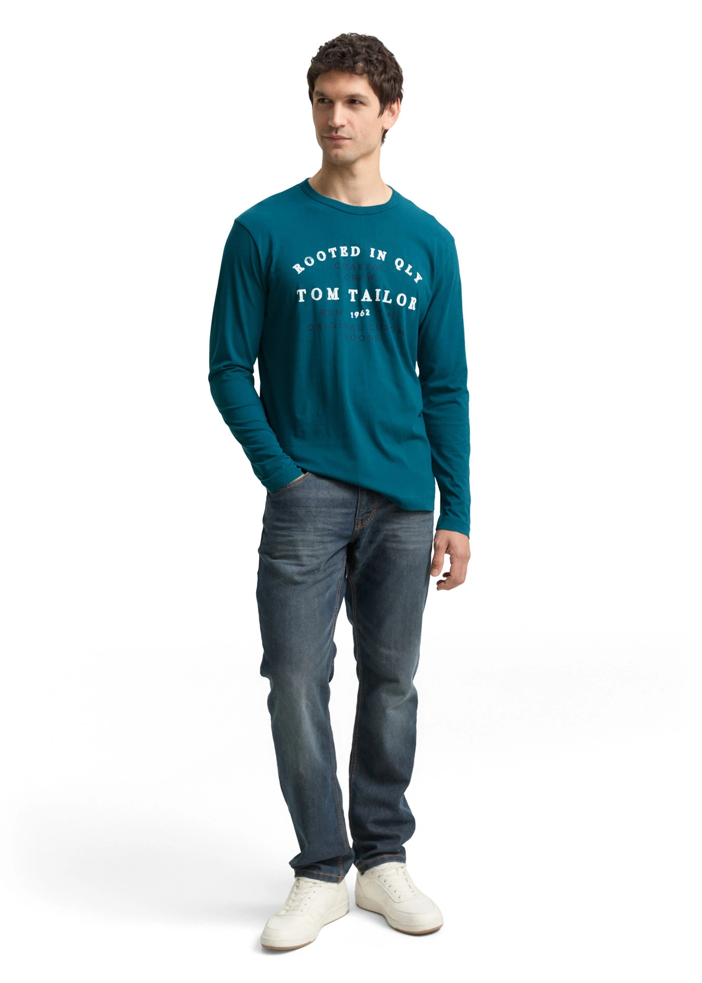 Bluzka z długim rękawem marki Tom Tailor • niebieskozielony z nadrukiem • sklep bonprix