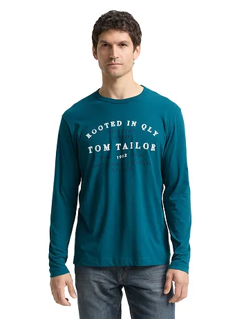 T-shirt manches longues Tom Tailor • pétrole imprimé • Boutique bonprix