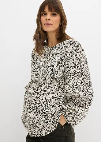 Chemisier en coton pour la grossesse et après • écru-noir léopard • Boutique bonprix