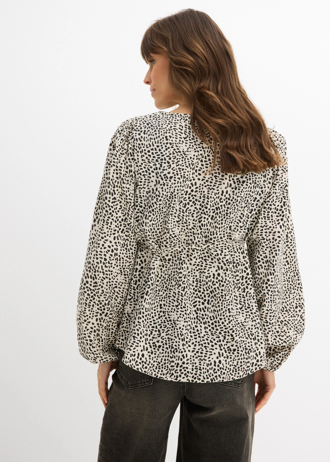 Katoenen blouse voor tijdens en na de zwangerschap • wolwit-zwart luipaardprint • bonprix online shop