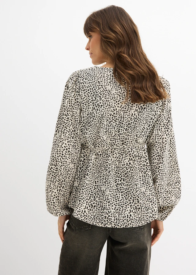 Katoenen blouse voor tijdens en na de zwangerschap • wolwit-zwart luipaardprint • product-page.page-title-suffix