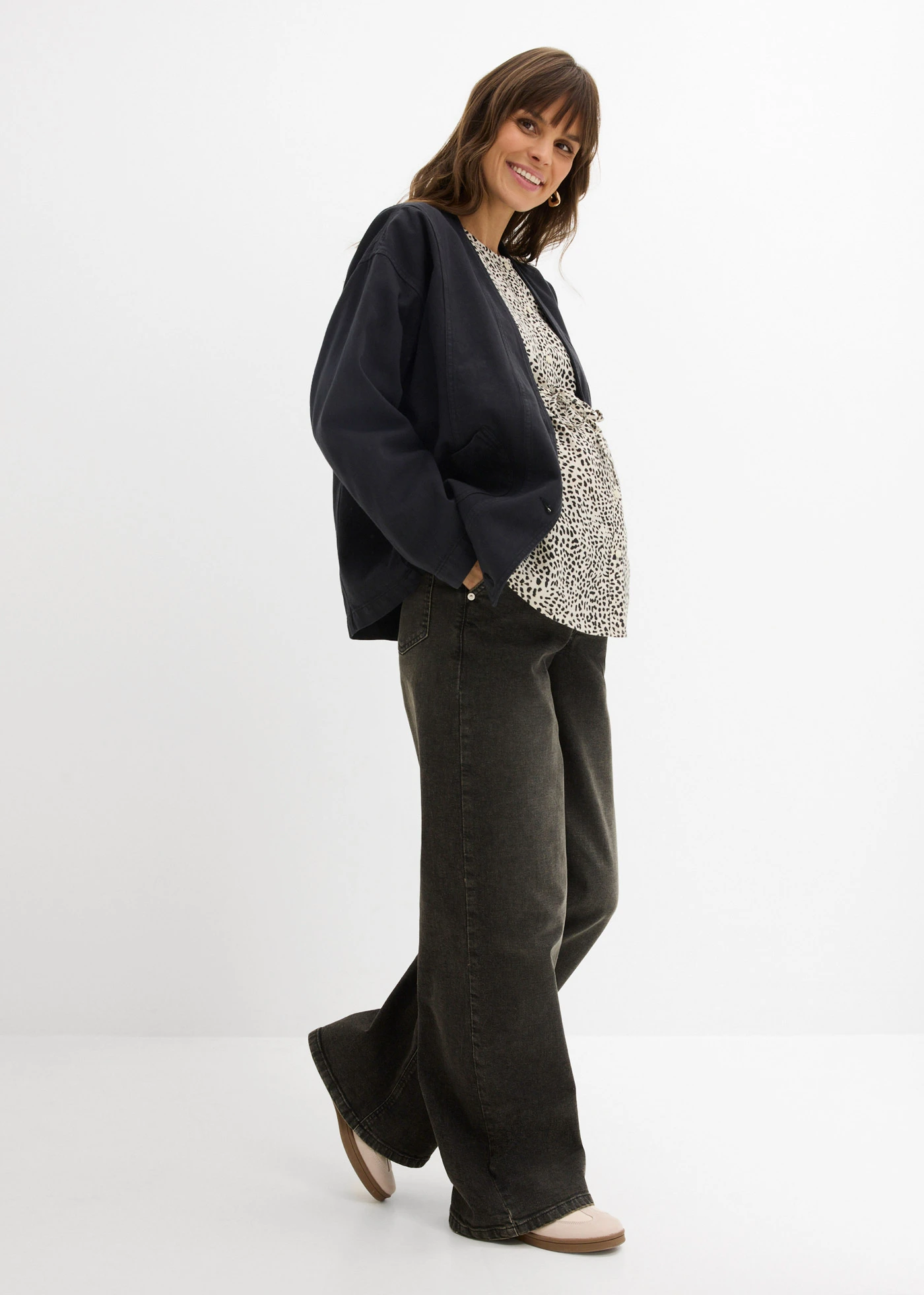 Chemisier en coton pour la grossesse et après • écru-noir léopard • Boutique bonprix