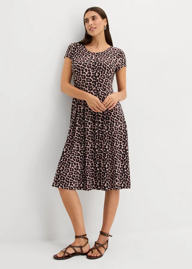 Jersey jurk met luipaardprint, Kleur: luipaardprint