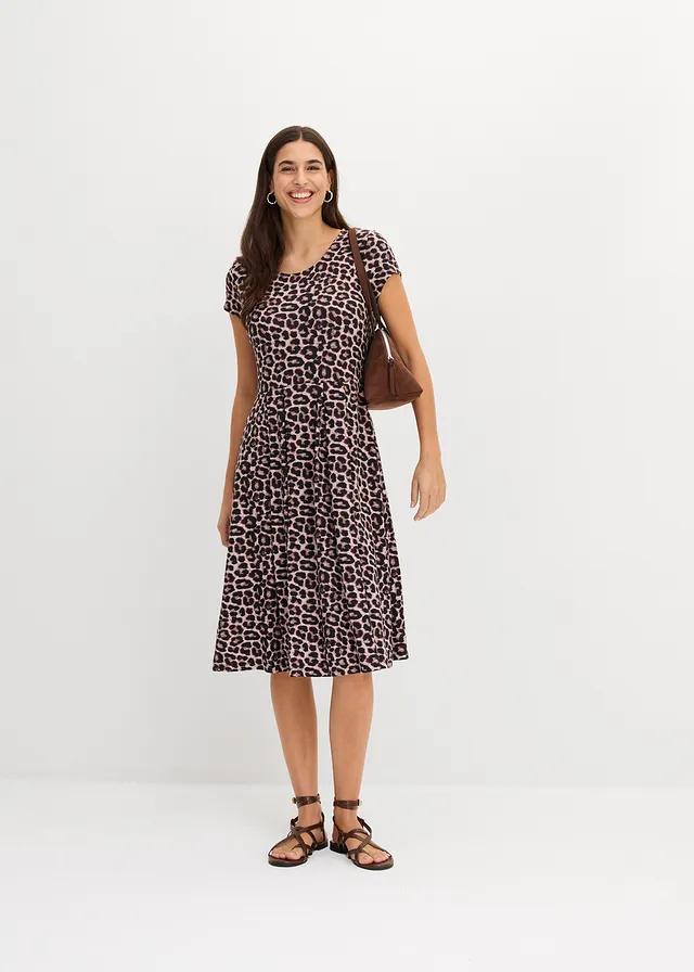 Jersey jurk met luipaardprint, Kleur: luipaardprint