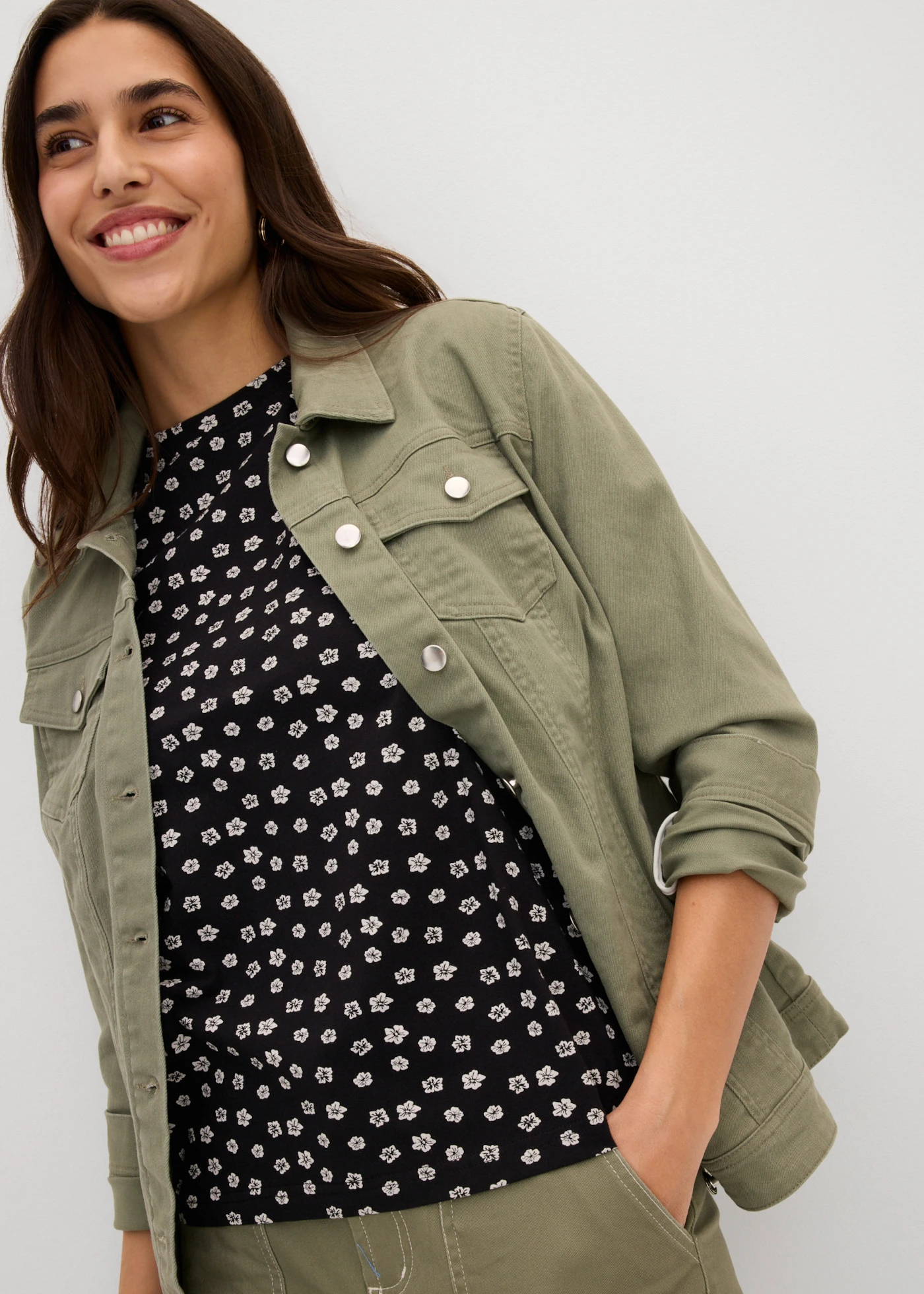 Bluză tricot (set/3 buc.) • alb+negru+flower • magazin bonprix