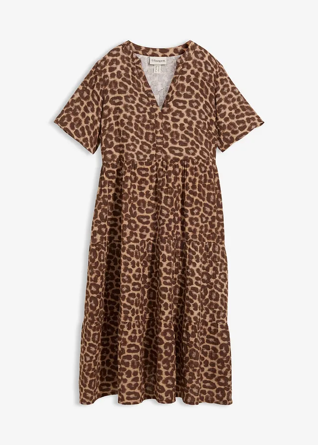 Jurk van zachte mouselline • bruin luipaardprint • bonprix online shop