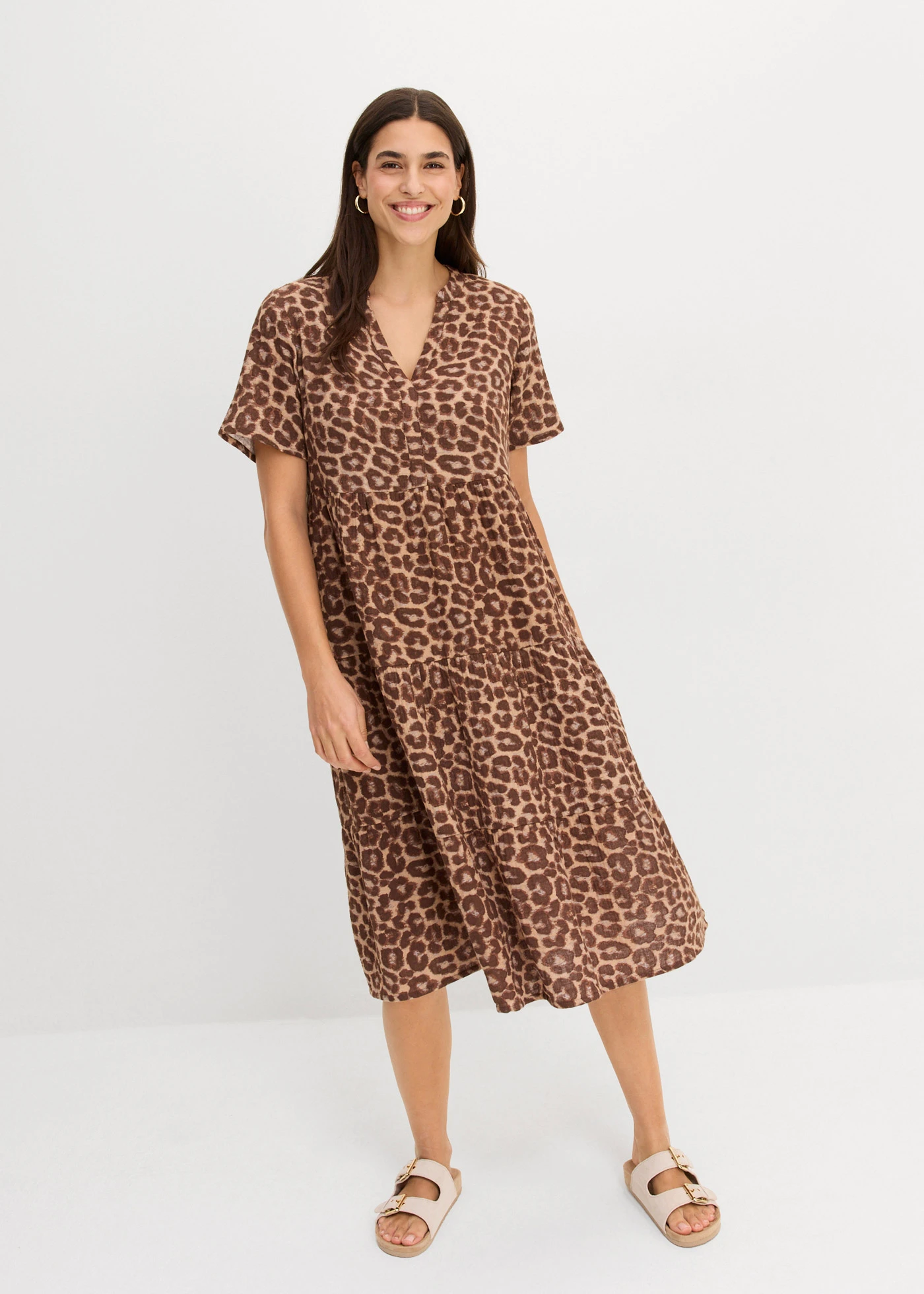 Jurk van zachte mouselline • bruin luipaardprint • bonprix online shop