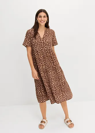 Jurk van zachte mouselline • bruin luipaardprint • bonprix online shop