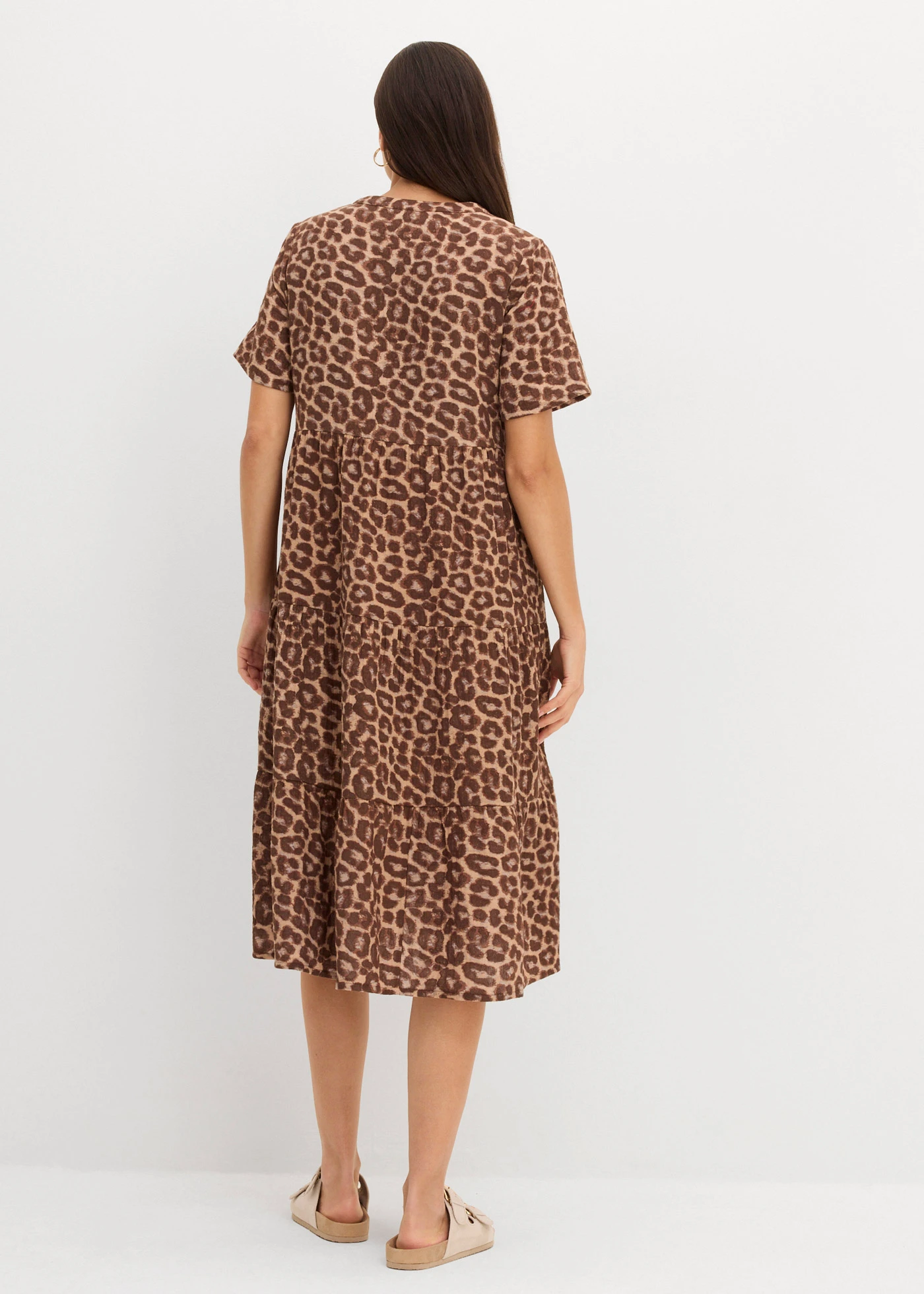 Rochie din muselină moale • maro imprimeu leo • magazin bonprix